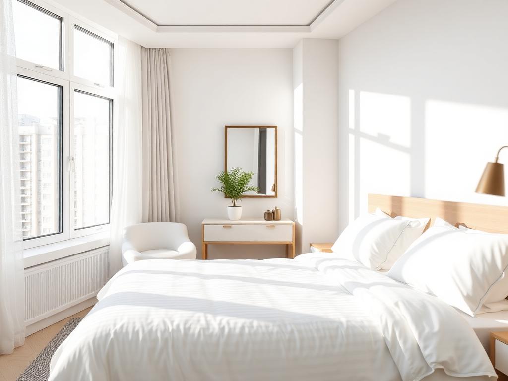 Freshly cleaned bright bedroom in a Lekki home